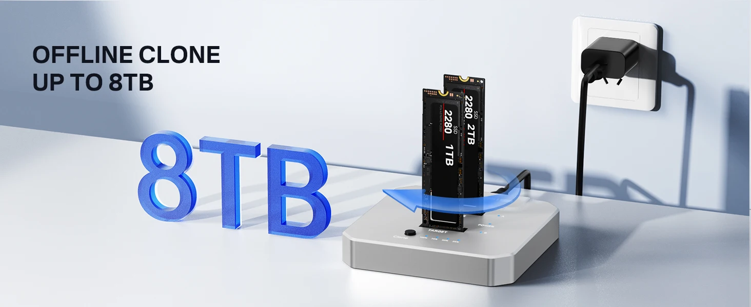 Acasis 20Gbps Dual-Bay M.2 NVME SSD-Gehäuse SSD-Duplikator Offline-Klon USB 3.2 Typ-C Gen2 zu NVMe Dockingstation für PC – Detail 4