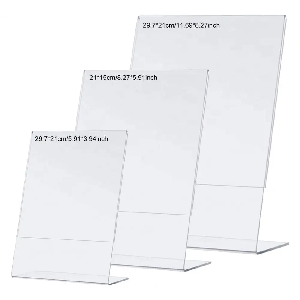 3 Stück Acryl Zeichen halter klar haltbar wasserdicht schräg Tisch Display Stand Desktop Papier halter für Büro Restaurant