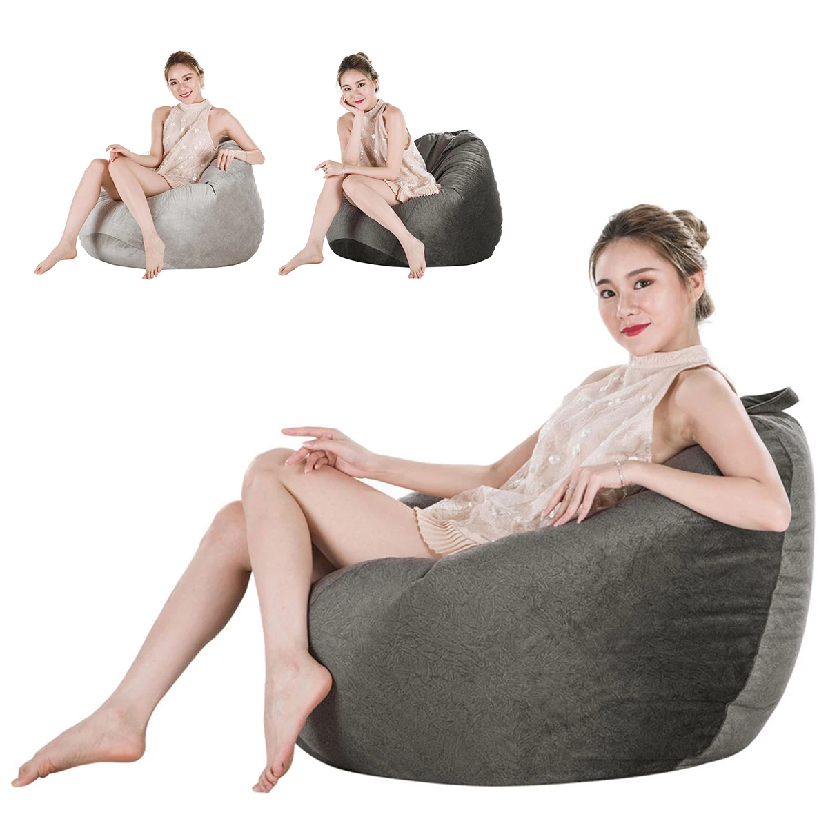 

Storage Bean Bag Chair Cover Replacement Beanbag Cover Comfortable Breathable Bean Bag Floor Lounger Sofa Protector Cover for