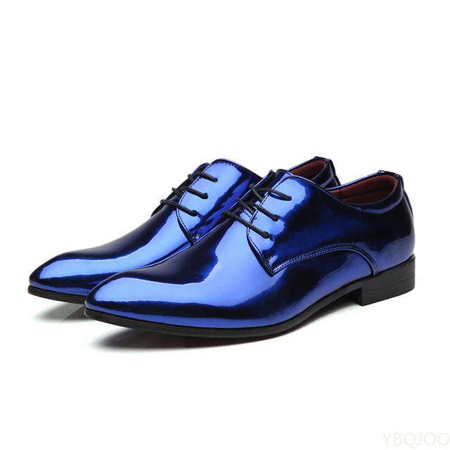 Men s Blue Leather Wedding Shoe Shoes Men Patent Leather Colors Leather Men Aliexpress