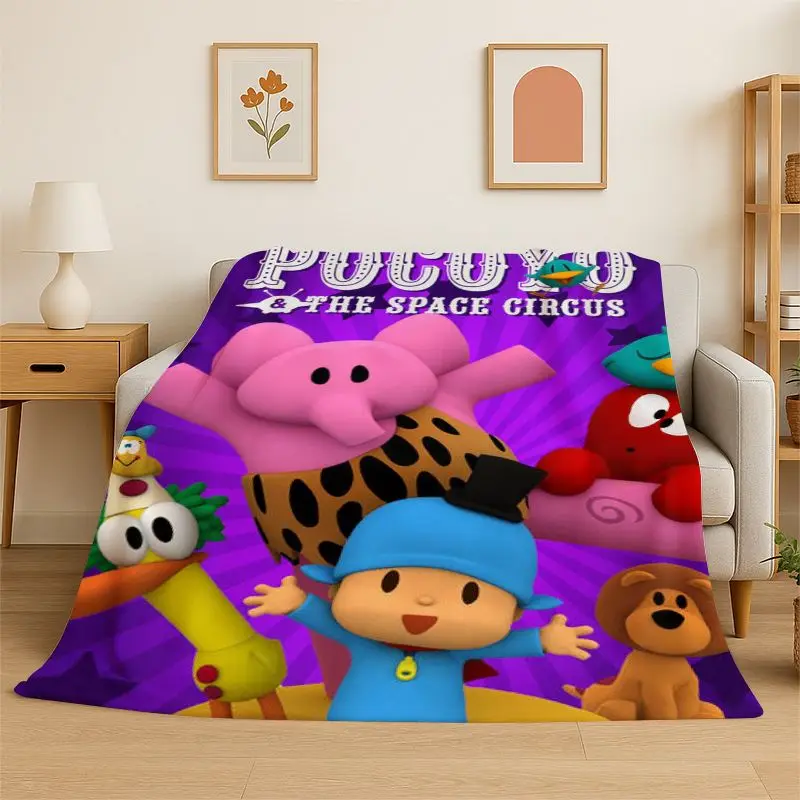 Cute P-Pocoyo Elly Pato Cartoon Soft Flannel Throw Blanket,Cozy Blanket for Bed,Couch,Sofa,Bedroom,Living Room,Travel,Picnic
