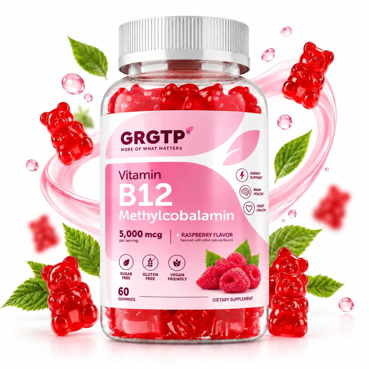 Vitamin B12 Methylcobalamin Gummies - for Mood, Support Brain and Heart Health, Improve Cognitive Function & Focus, Boost Energy