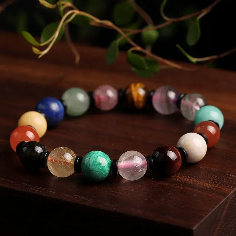 8/10/12mm Natural Crystal Multiple Gems Bracelet Lapis Lazuli Heavenly River Stone Colorful Jewelry Women Men Luck Harmony Gifts