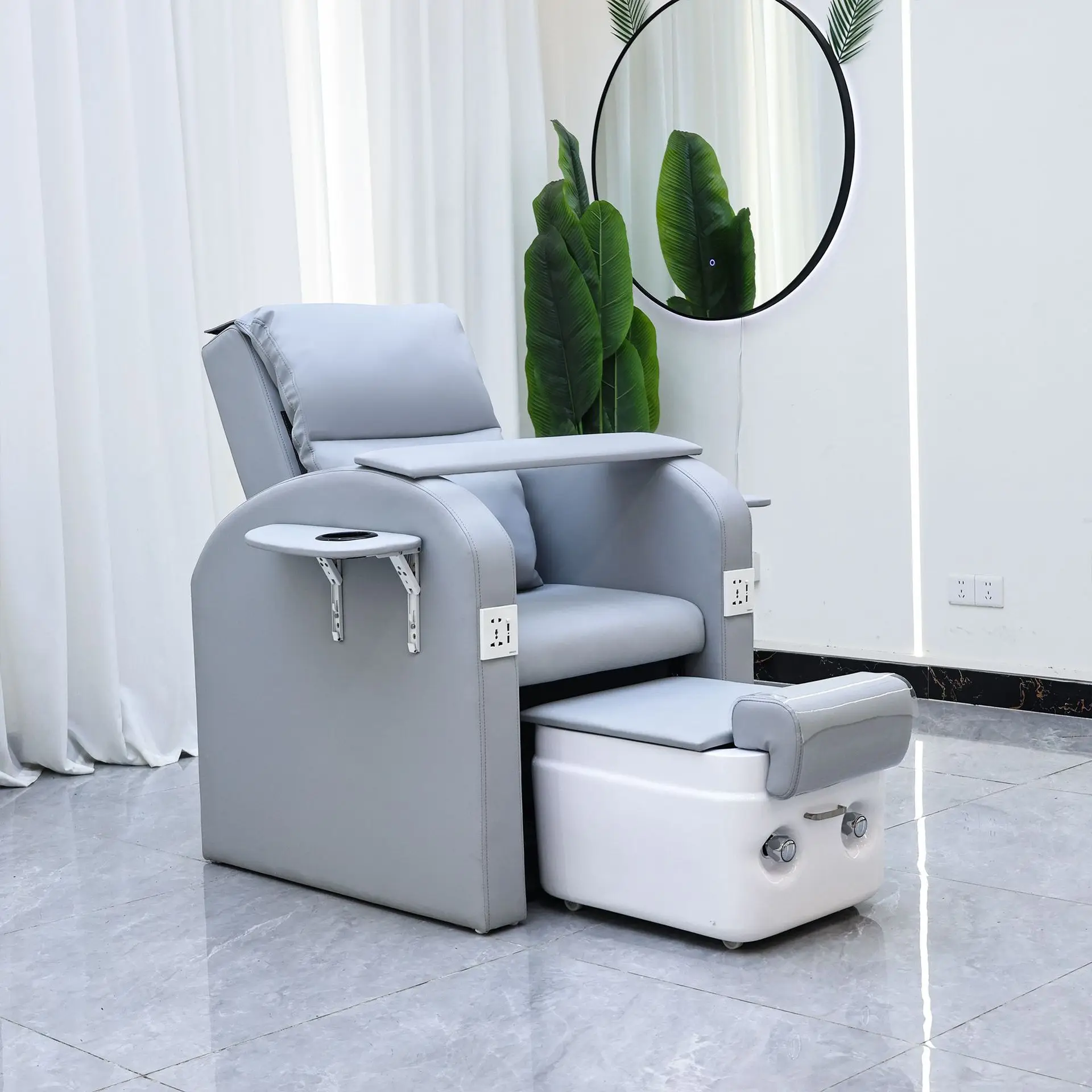 Electric Manicure and Foot Spa Sofa, Multi-functional Reclining Single Massage Foot Bath Chair for Tattoo, Eyelash Extension