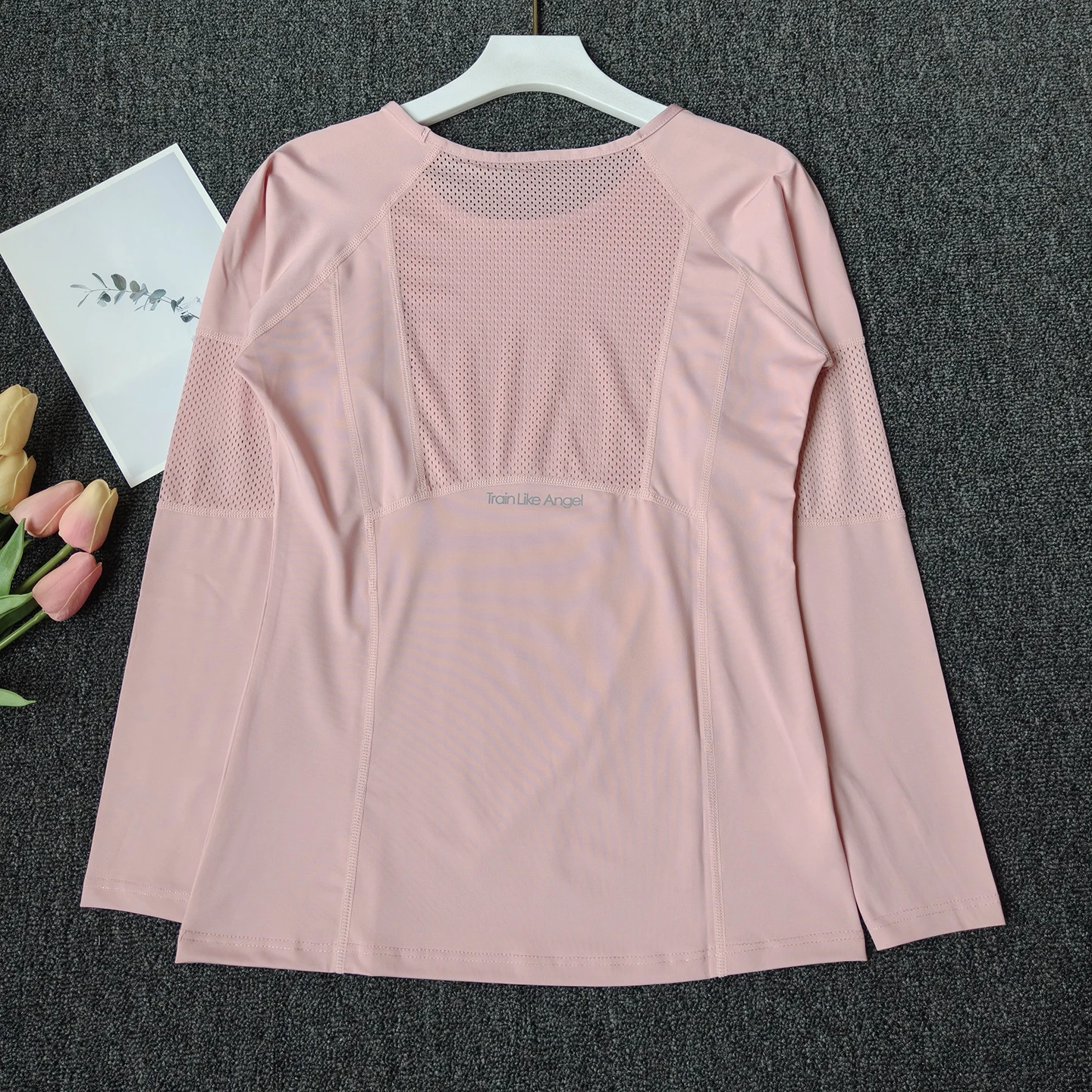 Spring Autumn Sports Long-sleeved Women's Mesh Quick-drying Breathable Yoga Tops Slim Stretch Training Running Fitness T-shirt