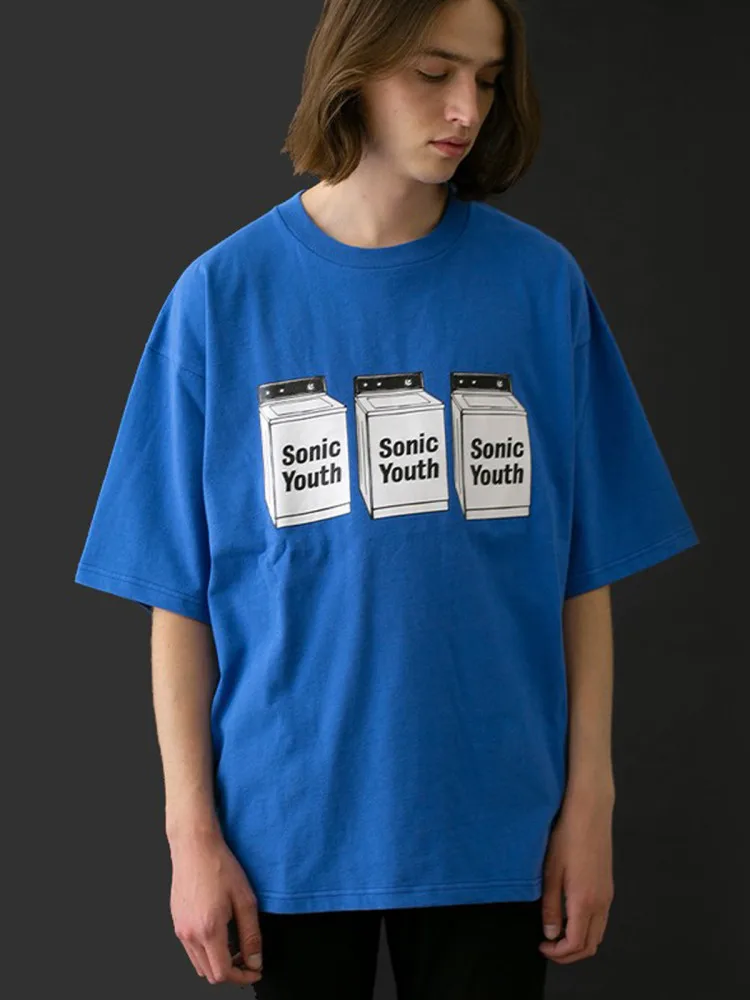 SONIC YOUTH Blue T-shirt Sonic Youth Washing Machine Album Casual T-Shirt Men's and Women's Luxury Brand Top