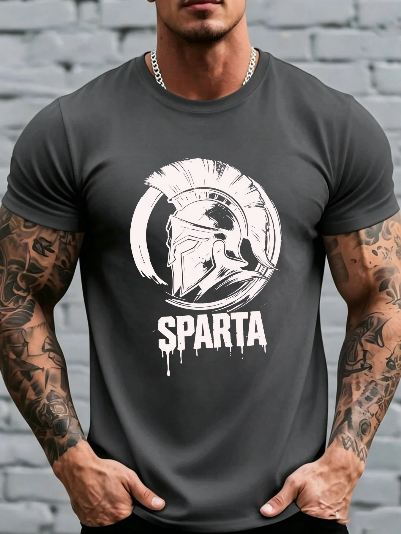 Sparta Graphic Printed Men's T-shirts Clothing Quick-drying and Breathable Fitness Sports T-shirt Plus Size Men's T Shirts 6XL