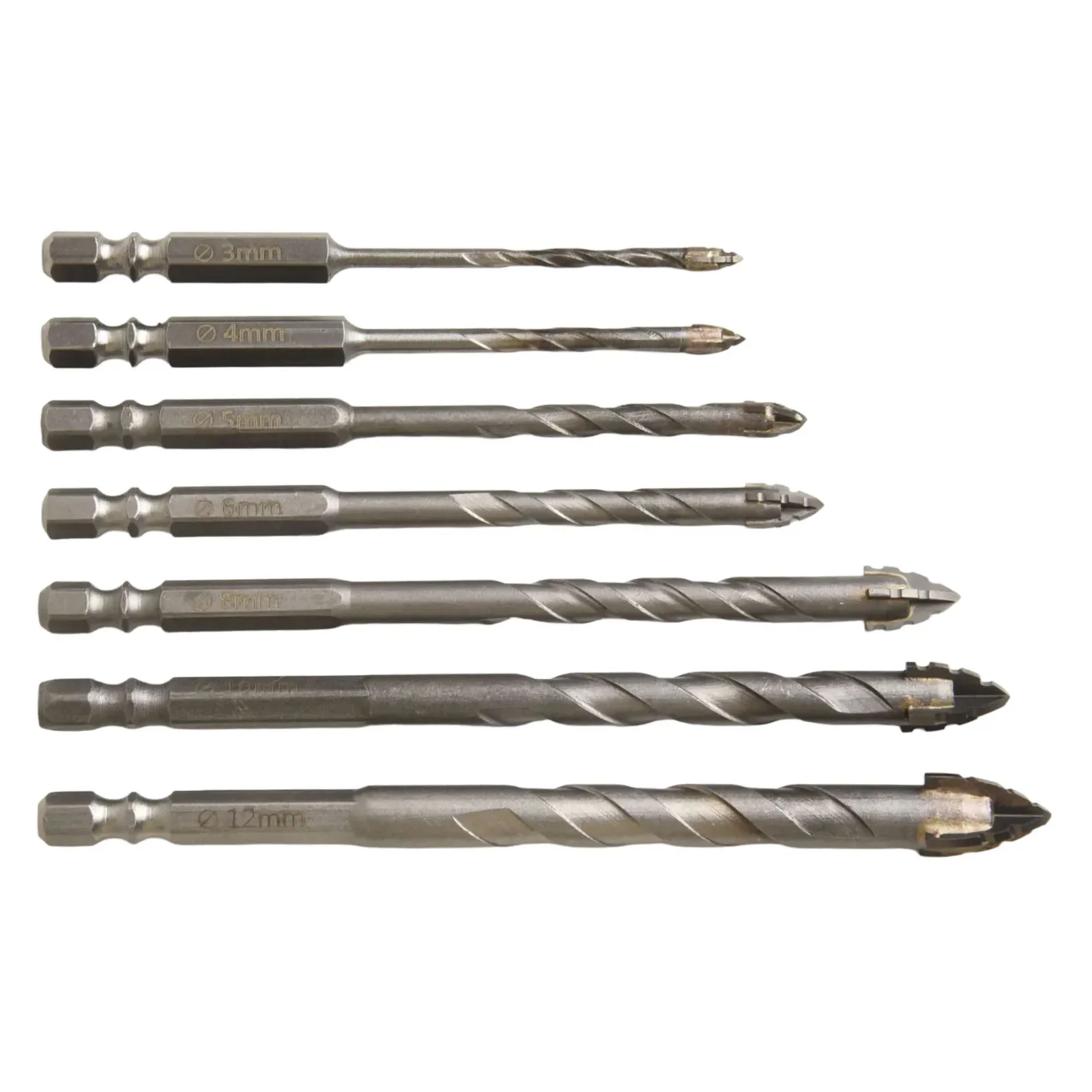 7pcs Eccentric Drill 4-Flute Glass Tile Punching Rock Slab Triangle Power Tools Drill Bits Accessories In Stock
