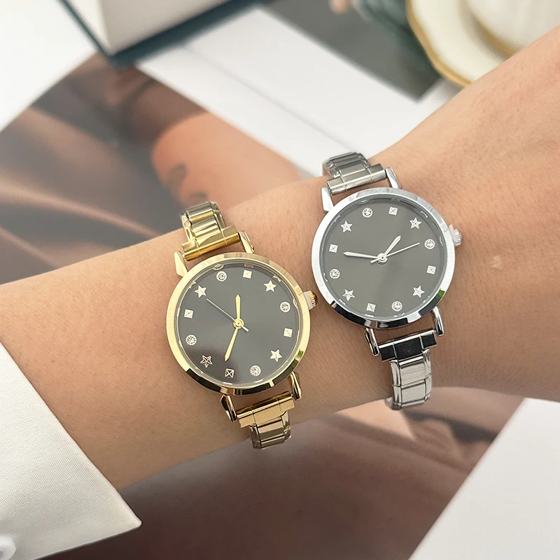 Men Women's High Quality Stainless Steel Butterfly Star Watch Dial Heart Shiny Watch Bracelet DIY 9MM Charm Fashion Jewelry