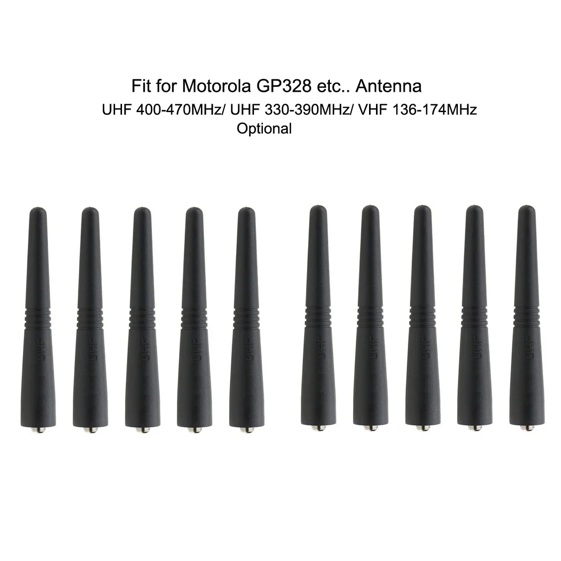 

10PCS UHF 400-470Mhz/ UHF 330-390MHz / VHF 136-174MHz Stubby Antenna 9cm for Motorola GP338 GP328 GP3188 GP68 GP88 GP340 Radio