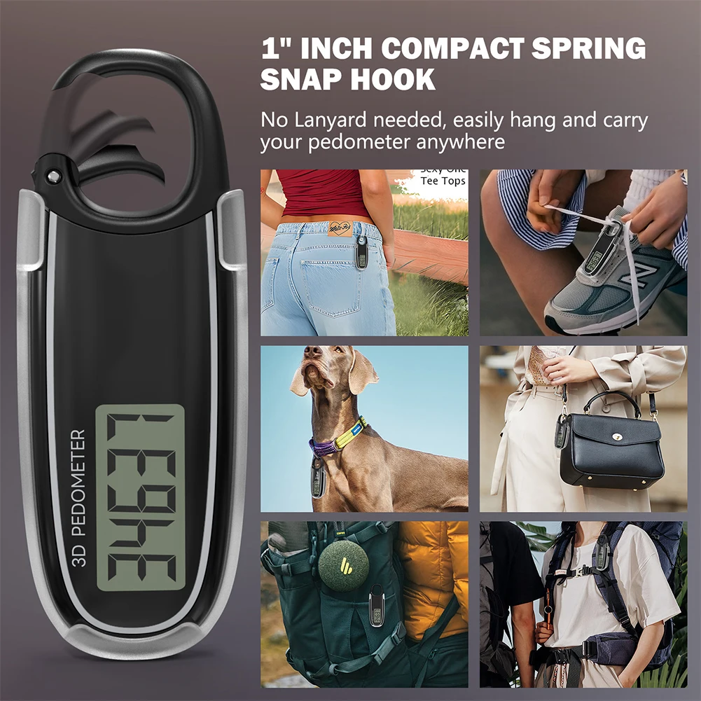 3D Pedometer Clip On Step Counter Portable Digital Pedometer Accurate Step Tracker Electronic Pedometer for Outdoor Sports