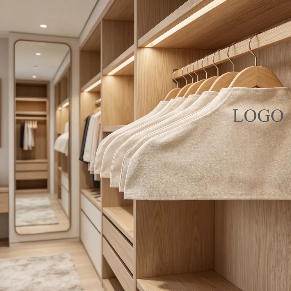 Custom Logo Printed Hanger Sleeve for Wedding Dress Suit, Personalized Name Garment Cover, Retail Store Clothes Protector