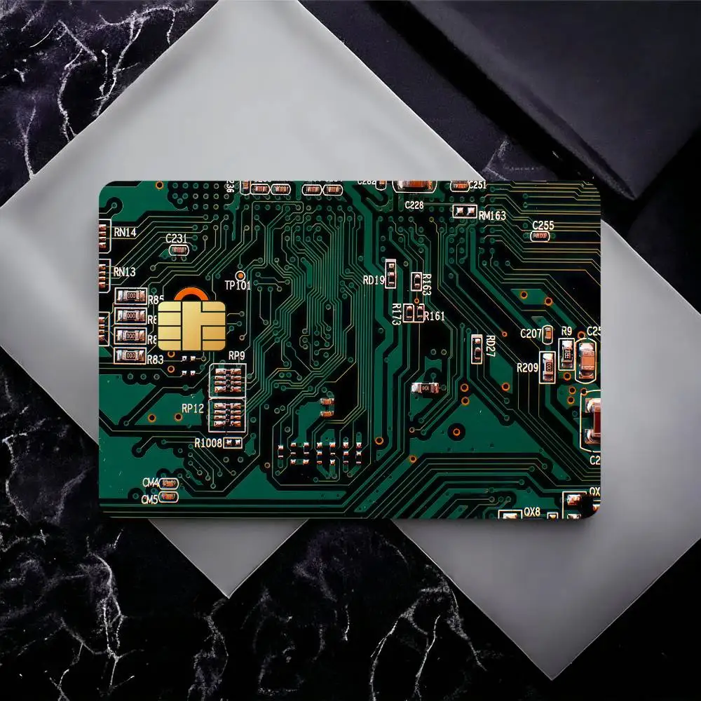 Fshion Circuit Board Bank Credit Cards Bus Pass Stickers Cool Decoration Waterproof 4PCS Card