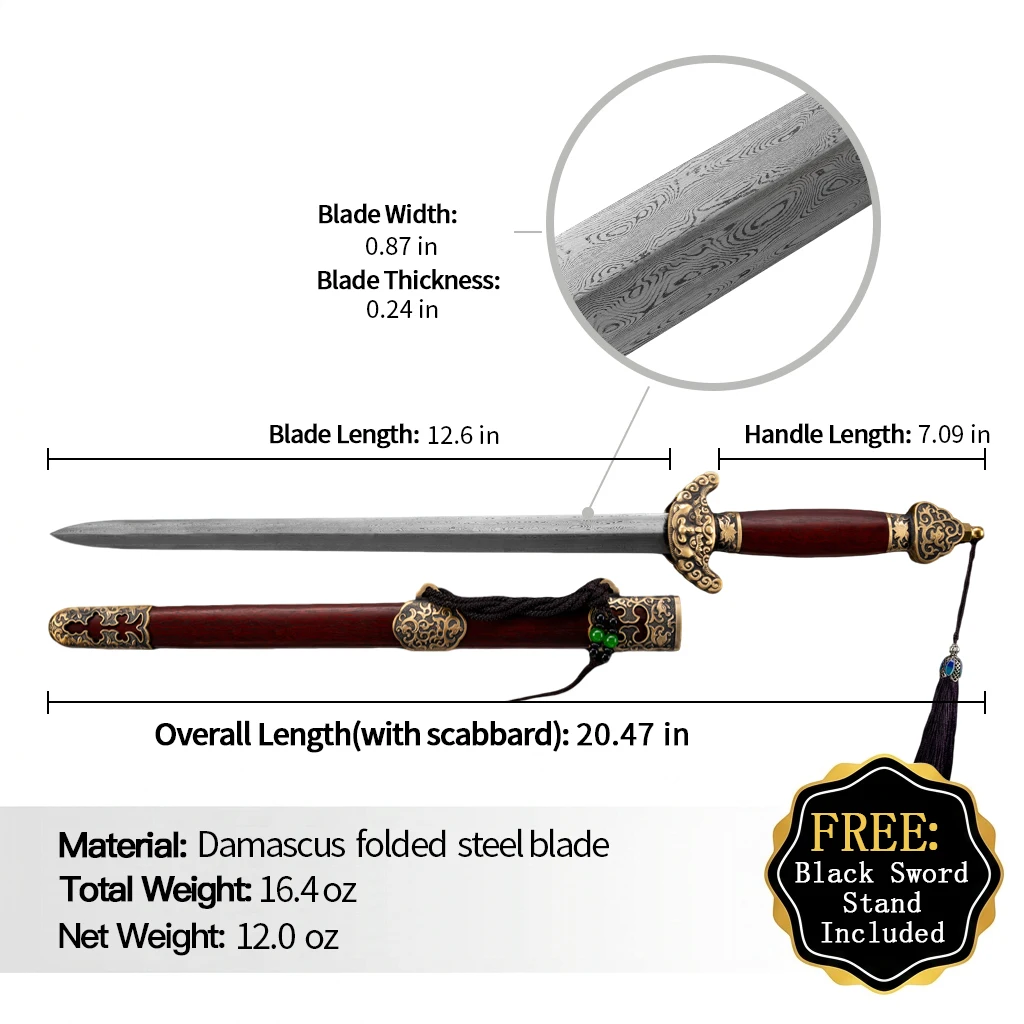 Traditional Chinese Longquan Short Sword, Unsharpened Mini Straight Sword with Scabbard, Decorative Collectible Sword for Home D