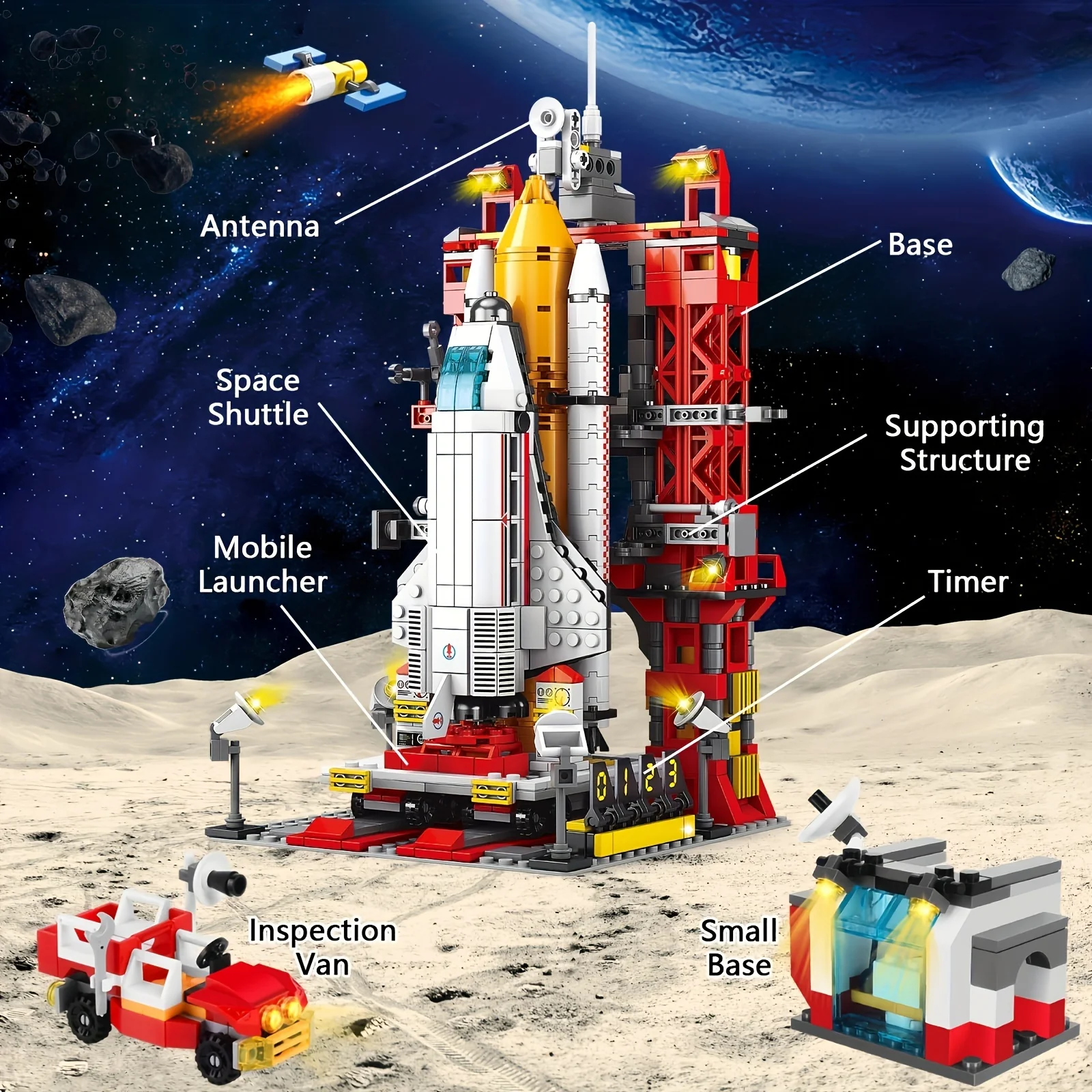 Aerospace Building Block Kit - Space Exploration Shuttle Toys with Rocket and Launcher, Blocks Gifts for Birthday and Holidays