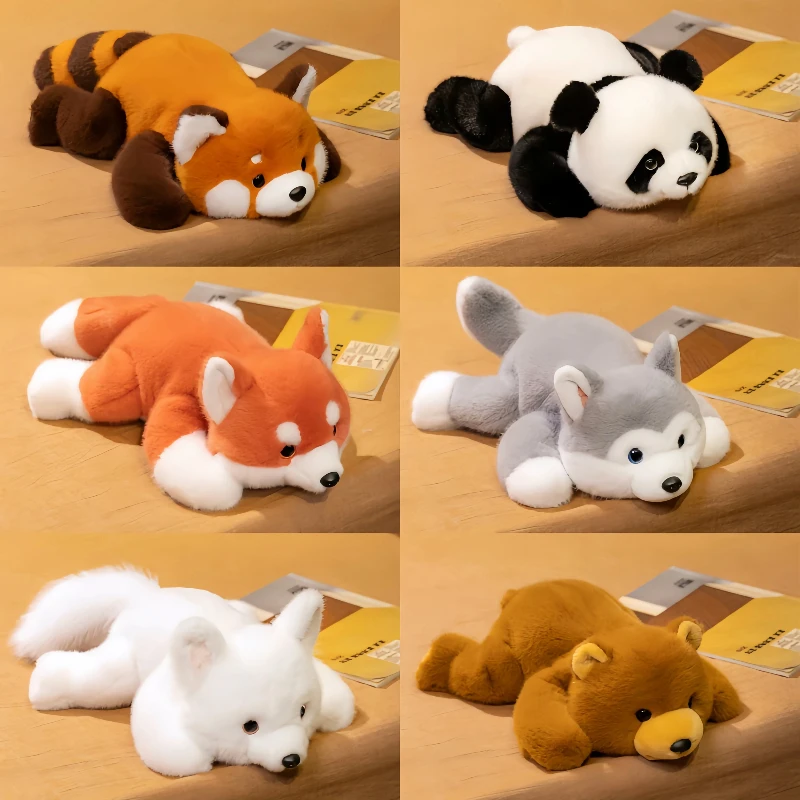 Cute Highland Raccoon Red Panda Fox Pillow Plush Toy Soft Stuffed Animals Doll Soothing Companion Decor Ornament Birthday Gifts