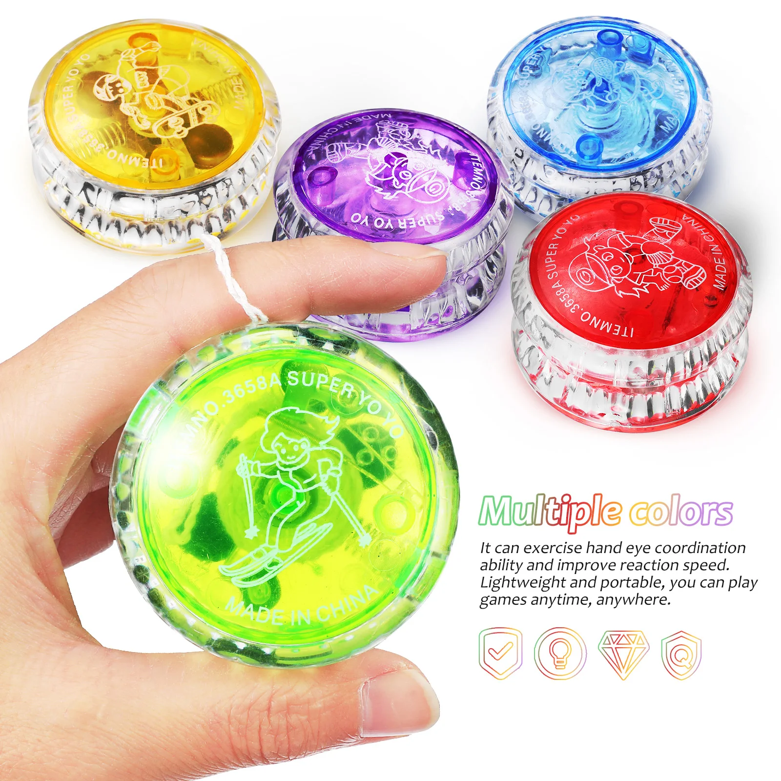 10 Pcs Yo Colored Plastic Long Service Life Light Up Toys Funny Creative Carnival Prizes Bulk Kids Toys 90s