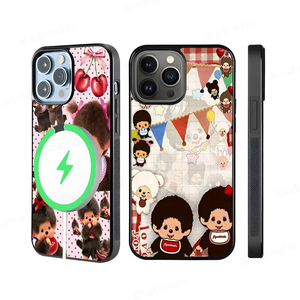 Niedliche M-monchhichis-s Handyhülle für iPhone 16 15 14 13 12 11 17 Pro Max Plus Magnetische Kabellose Abdeckung