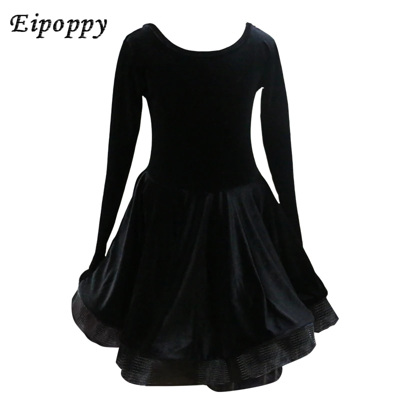 Neue Winter Latin Dance Rock Kinder weibliche schwarze Latin Dance Kleidung lang ärmel ige Mädchen Performance Training Kleidung