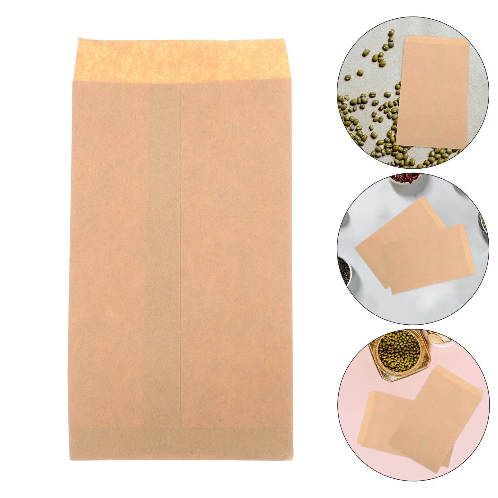 100Pcs Small Kraft Seed Envelopes Secure Seal Seed Storage Bags Organizer for Garden Seeds Rice Corn Wheat Rapeseed
