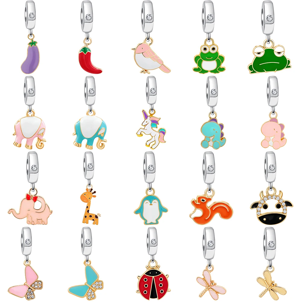 

New Silver Charm Pendant Beads Giraffe Frog Butterfly Suitable For Original DIY Men's Women's Bracelet Jewelry Accessories Gifts