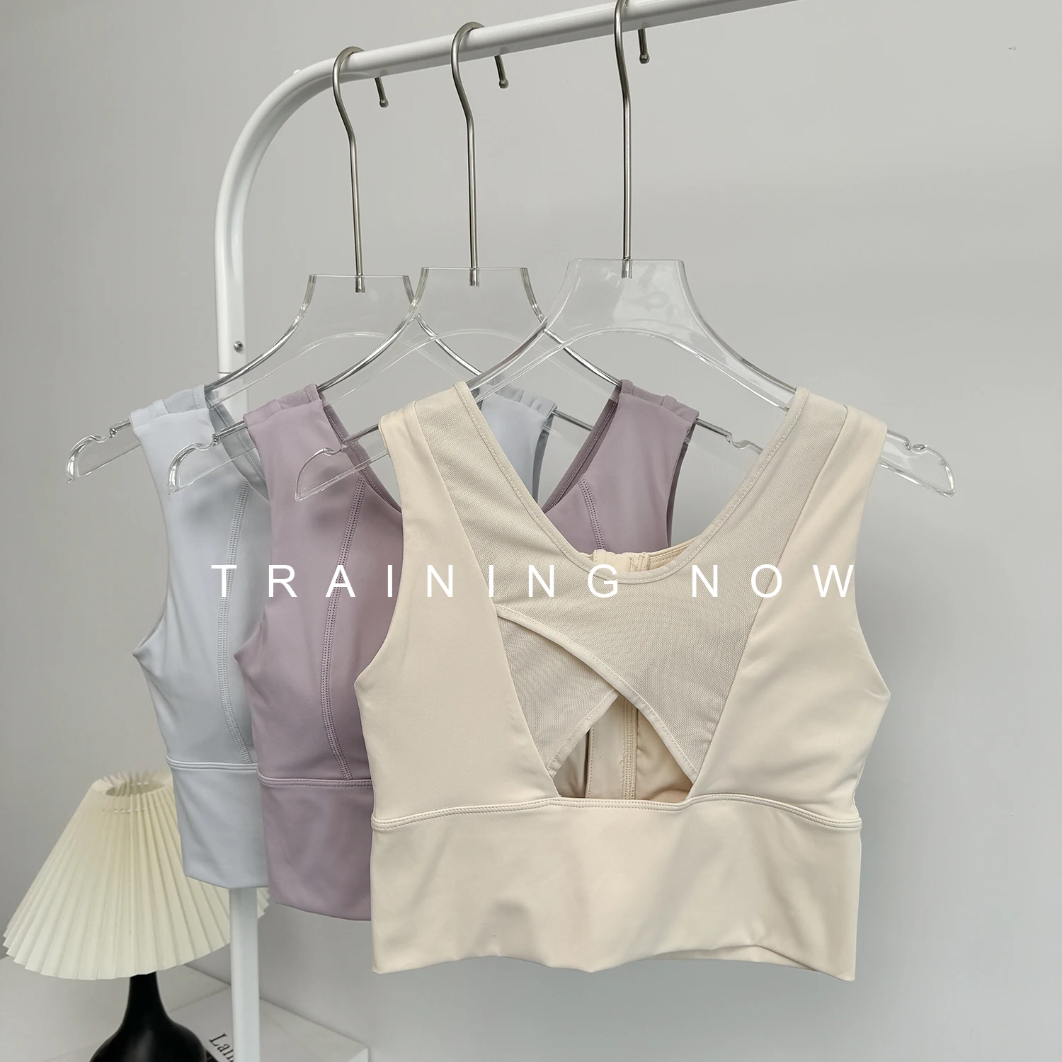 

Front zipper sports underwear for women summer breathable mesh running training quick dry beauty back cover secondary breast