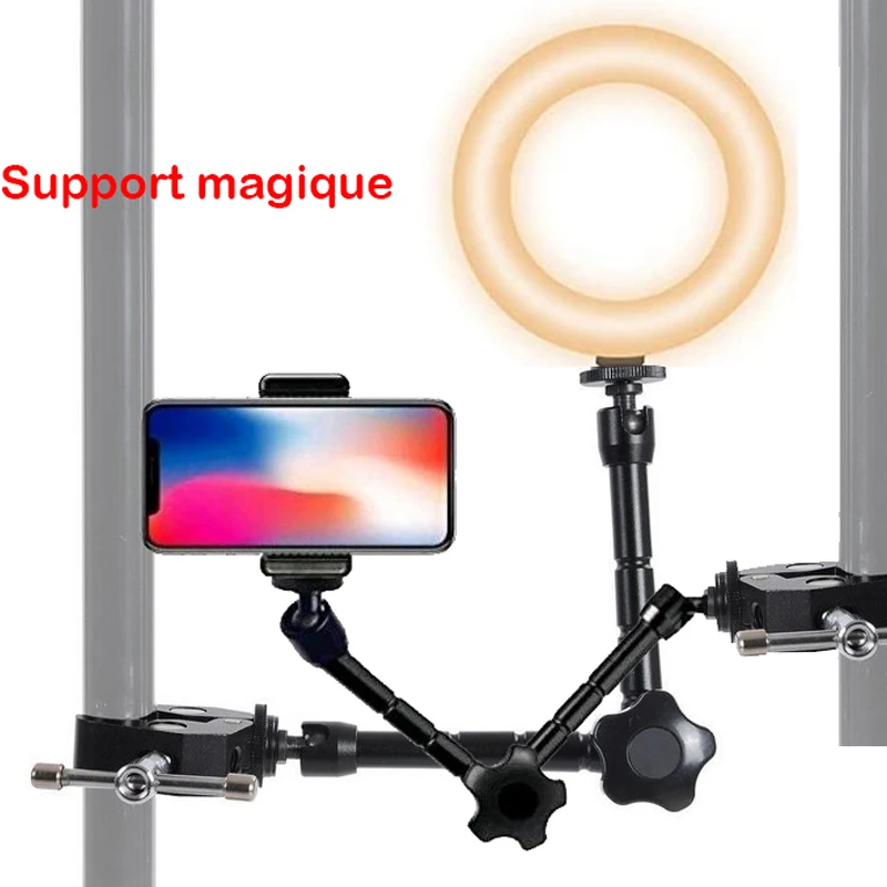 Ring Light With Tripod Magic Arm Holder Mount Stand Selfie Led Ring Lamp Clip Phone Holder Desk for Live Streaming Video Youtube