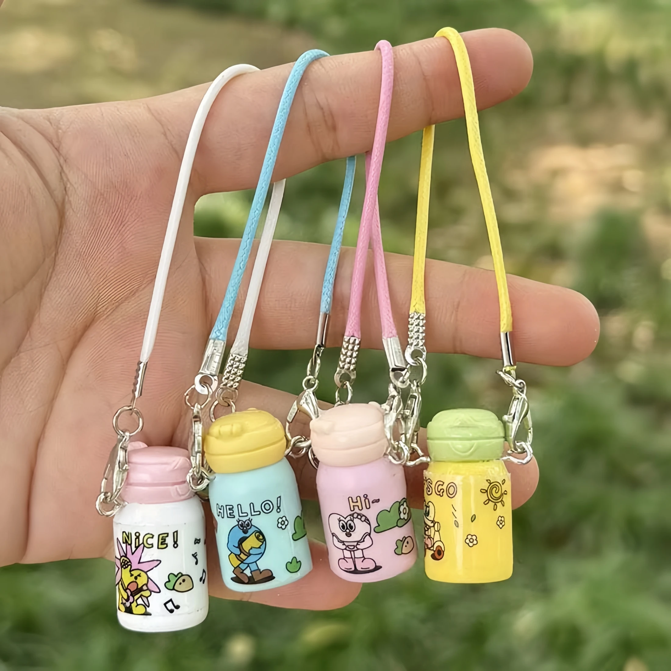 Mini Water Bottle Thermos Cup for Labubu Doll, Cute Crossbody Bottle Charm with Double-Sided Strap, Doll Accessory Gift Toy Set