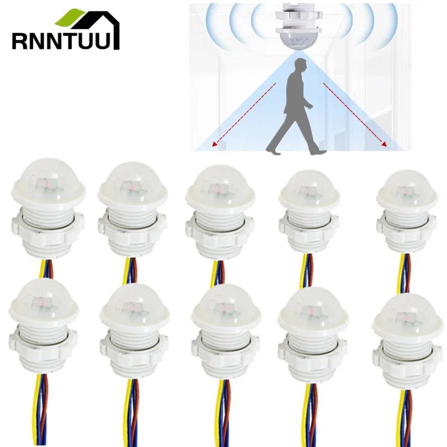 10pcs Outdoor Motion Detector Indoor Infrared Light Home Automatic Human Body Sensor Lighting Switch Ac110-240v LED Closet