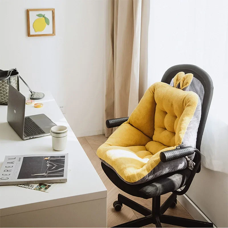 1pc Rabbit Ear Shaped Cushion Office Seat Backrest Thickened Plush Seat Cushion Super Soft Decoration Home