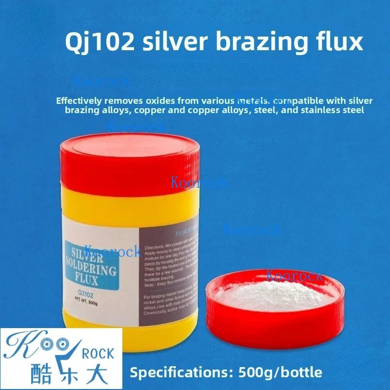 QJ102 Silver Brazing Flux Silver Solder Powder for Copper Brass Steel Stainless Steel 450°C Melting Point 0.5kg White Powder
