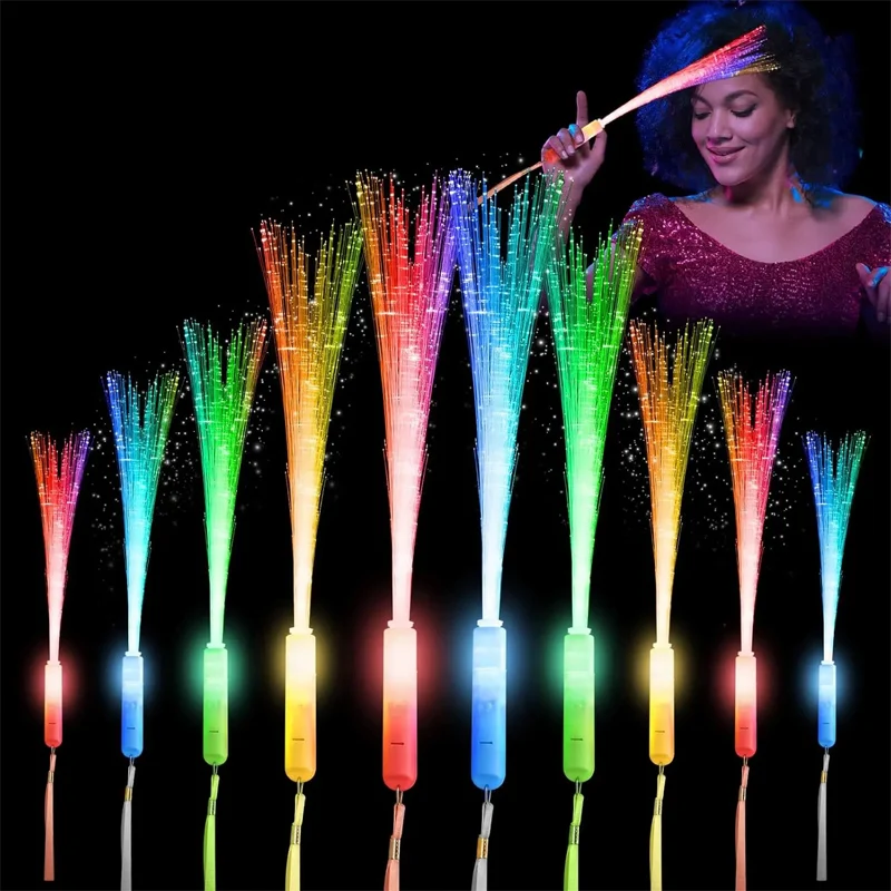 Battery Operated Flashing Sticks Fiber Optic Wands Glow Wands Fiber Optic Light Wand Stick Glowing in The Dark Light Up Toys