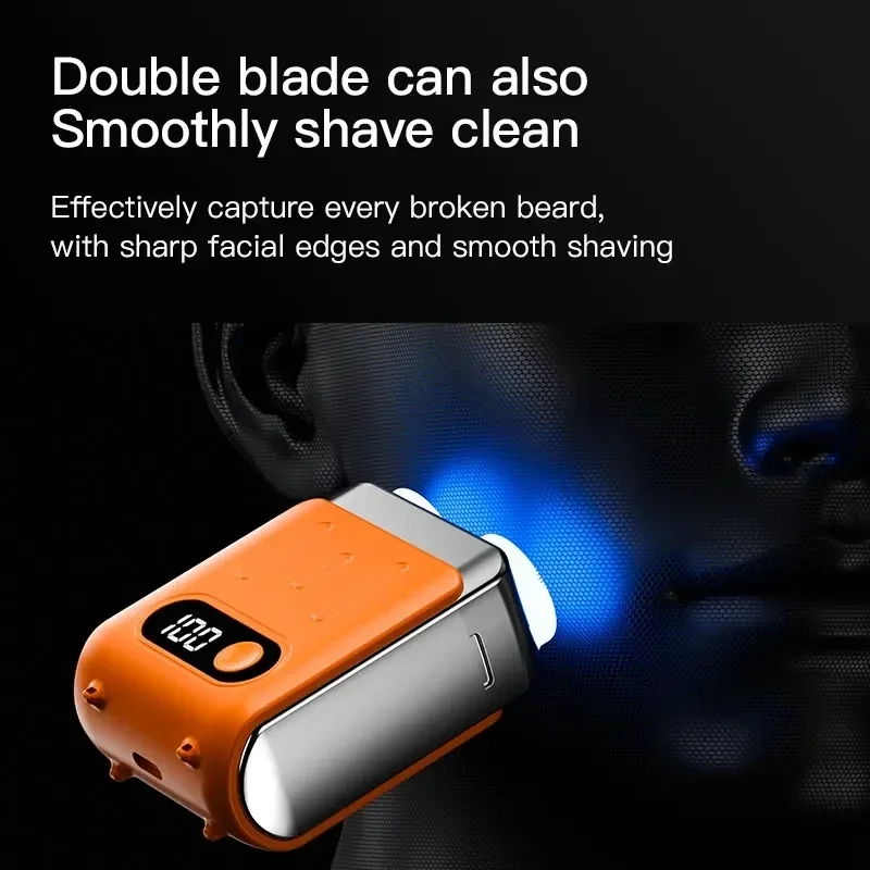 R20 Mini Electric Smart Shaver with Digital Display Dual Blade Rechargeable Powerful Beard Trimmer Household Car Shaver
