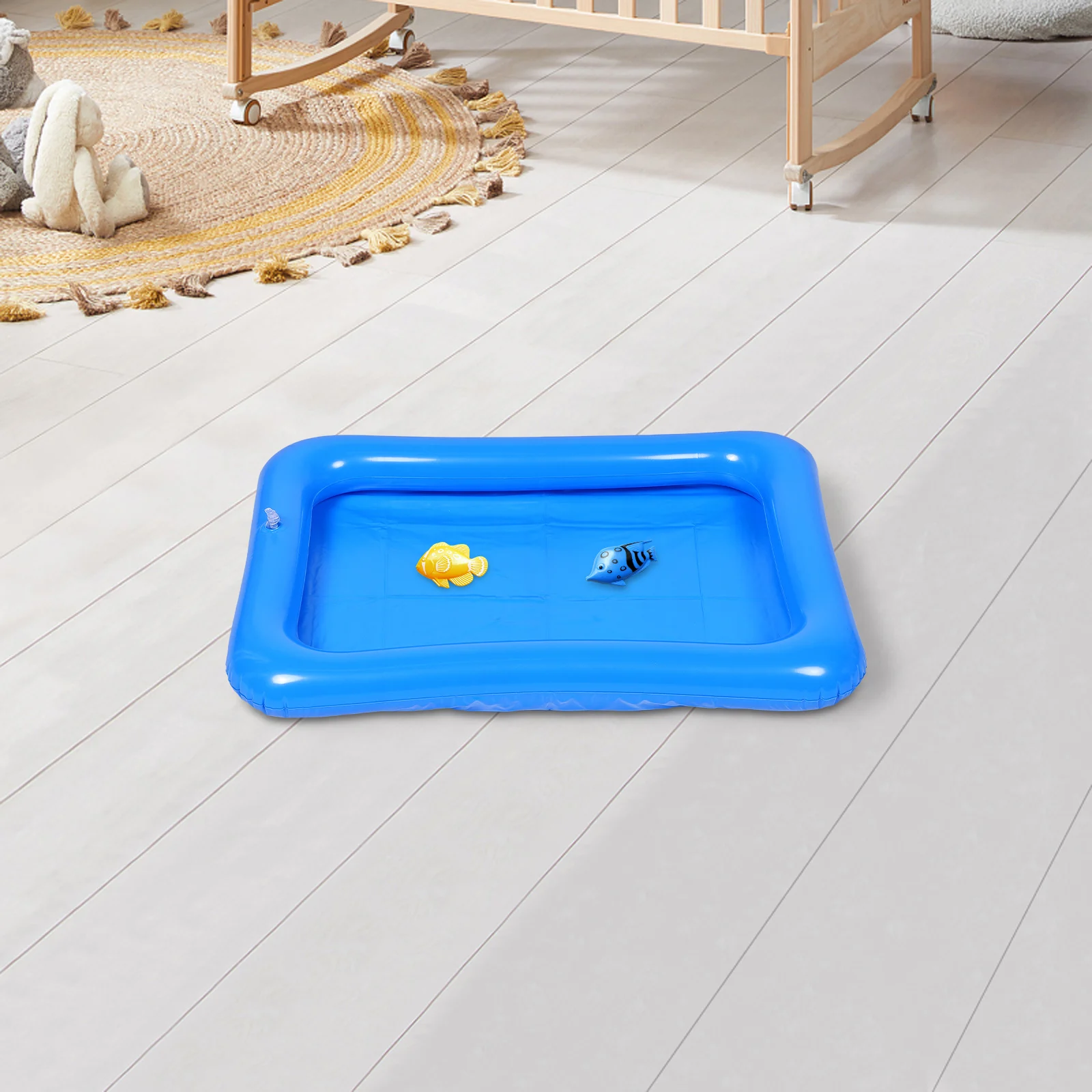 4 Pcs Kids Swimming Pool Inflatable Fishing Beach Party Sand Tray Toy Outdoor Mini Drinks Holder Blue Enflatable Child