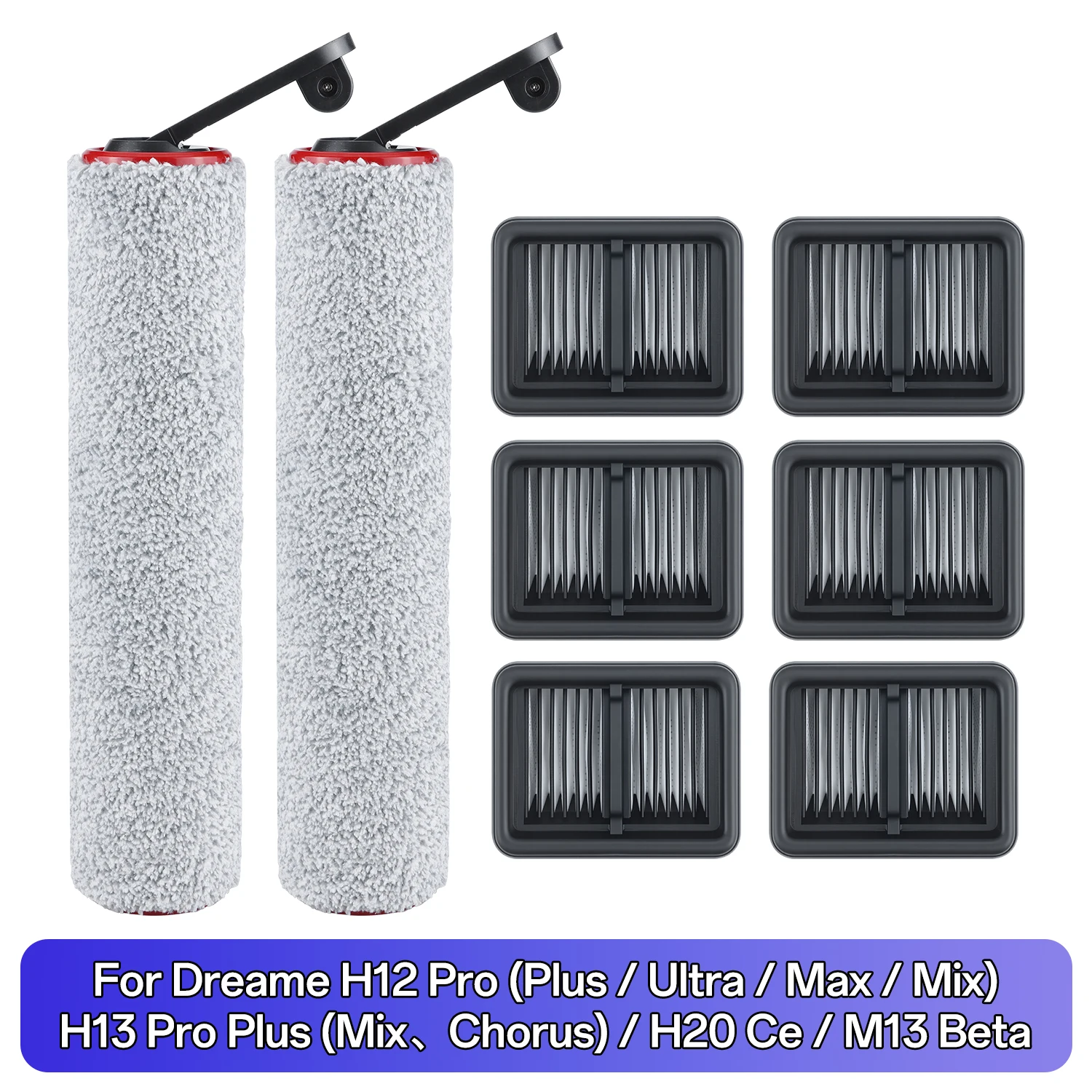 Replacement Roller Brush HEPA Filter For Dreame H12 Pro/H13 Pro Plus/H20 Ce/M13 Beta Wet Dry Floor Scrubber Vacuum Cleaner Parts