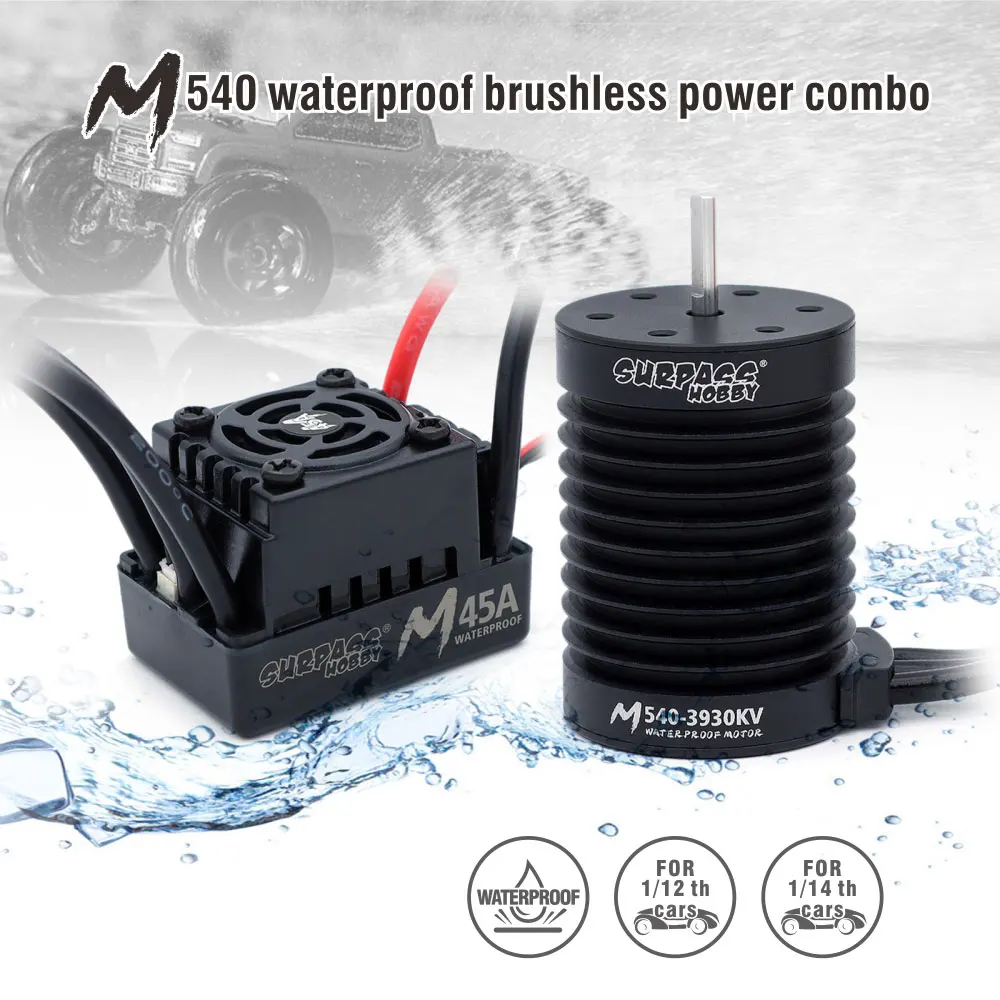 SURPASS HOBBY M540 M3650 M3660 Combo Wasserdichter Bürstenloser Motor 3500/4200KV mit M45A/60A ESC für 1/10 1/12 RC Auto Traxxas Off-Road – Detail 2