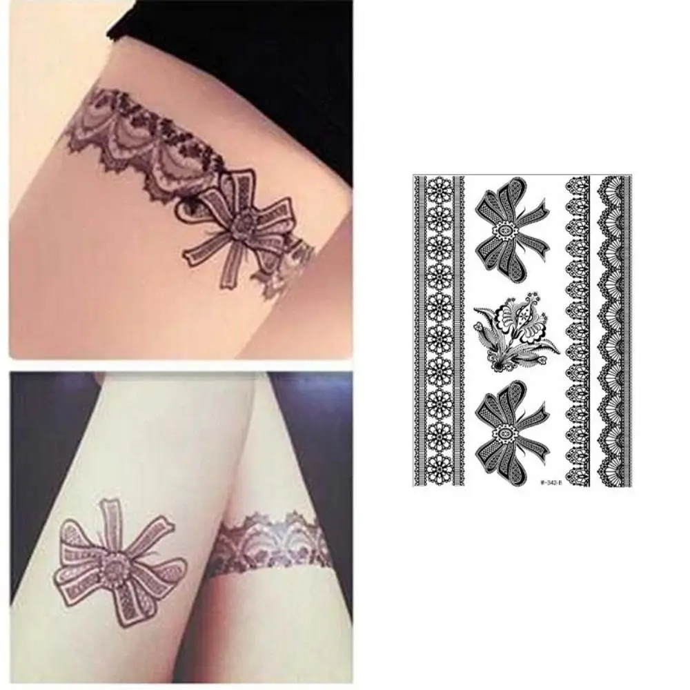 

Черные наклейки-тату хной, кружевные наклейки-тату, имитация татуировок на ноги и руки, черные наклейки-тату хной, водостойкие, для свадебного декора