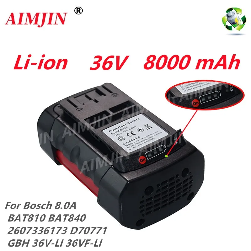 For Bosch 36V 80Ah Li-ion Replacement Battery for Bosch 2607336003 2607336108 BAT810 BAT840 D-70771 Power Tool Battery