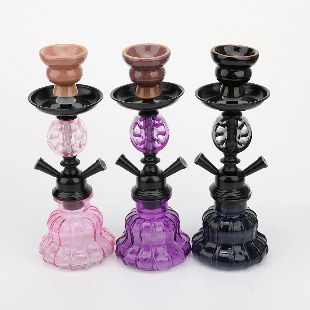 

Travel Arabian Hookah Set Small Double Glass Bottle Shisha Ceramic Bowl Pipe Accessories Birthday Gift Home Decoration