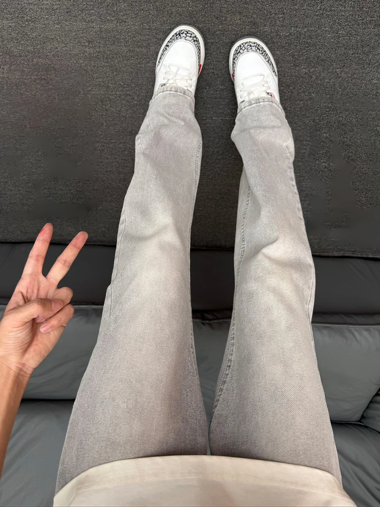 

American Sle Slim Flare Jeans Men Summer Thin Hanging Sense High Street Vibe Pants High Waist Straight Leg Long Trousers