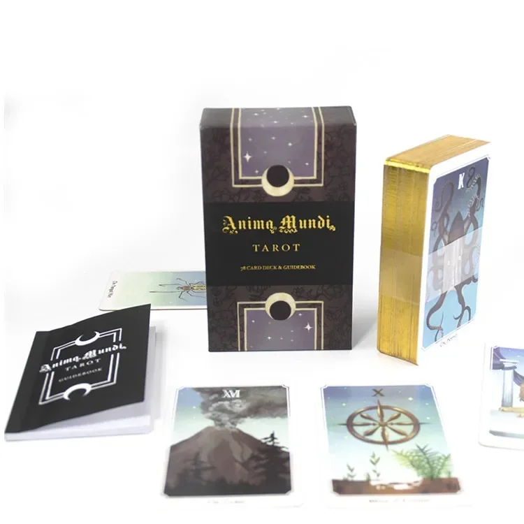 Anima Mundi Tarot 78 sztuk kart 1:1 rozmiar pozłacana krawędź przewodnik książka Tarot gry planszowe