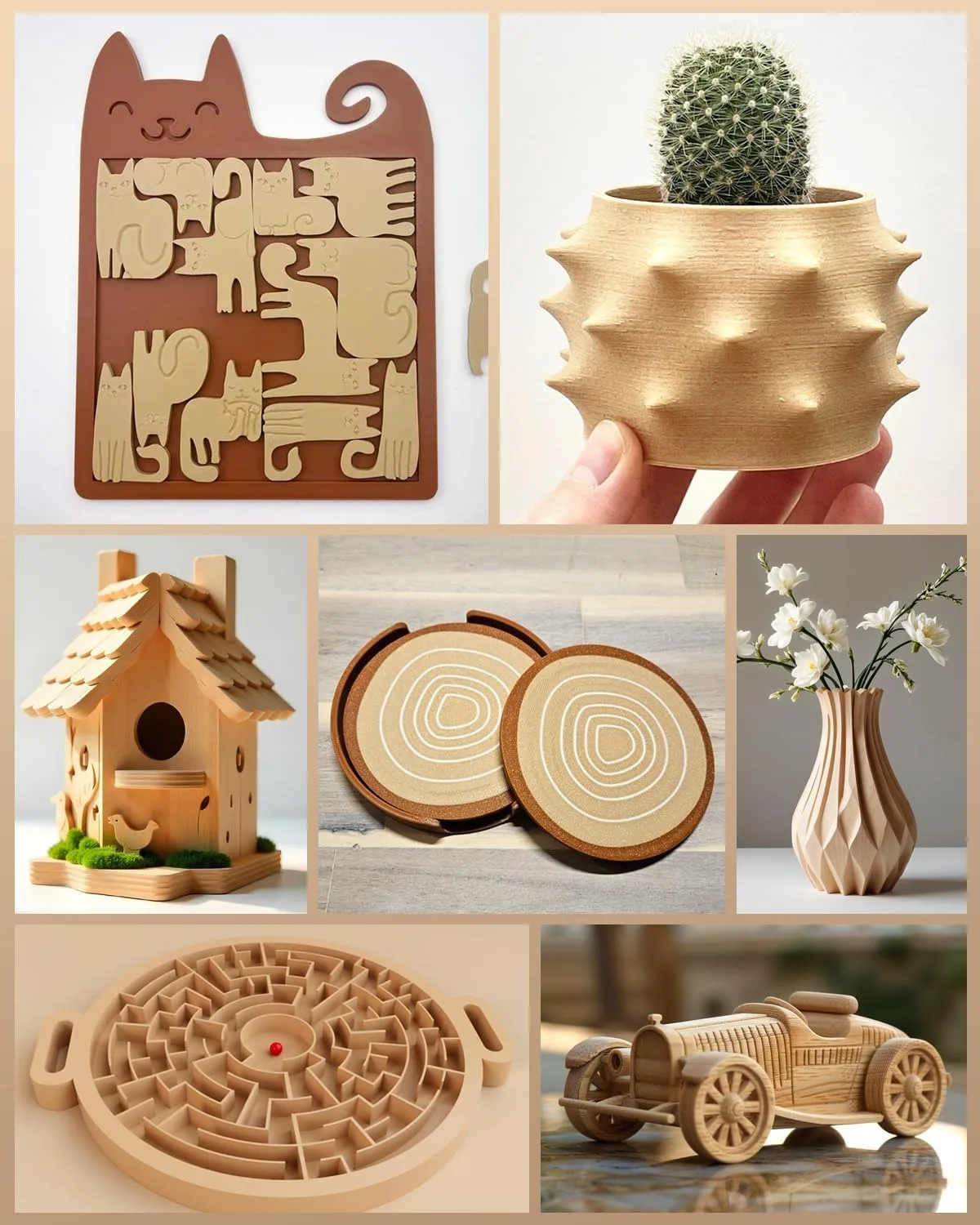 SUNLU 10 кг настоящая древесное волокно, деревянная нить PLA 1,75 мм, катушка 1 кг, аккуратная нить для 3D-принтера PLA, подходит для большинства 3D-принтеров FDM