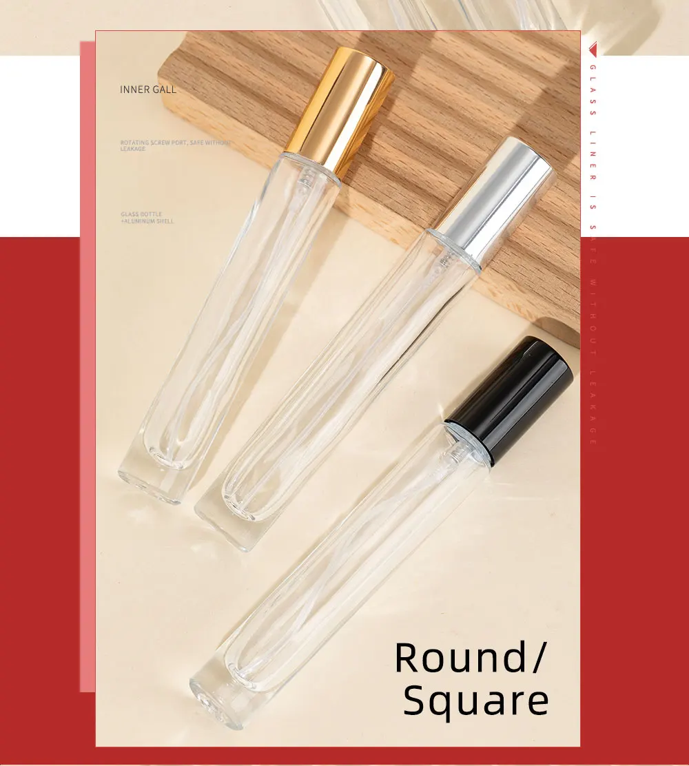 6 Stück/Set Luxuriöse 10ml Glas-Parfümsprühflaschen - Nachfüllbare Transparente Sprühflaschen - Ideal für Reisen und Duftliebhaber – Detail 6