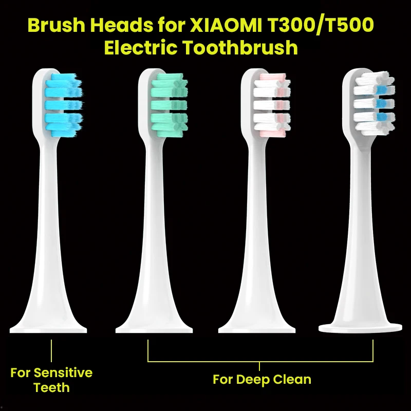 10pcs Replacement Brush Heads for Xiaomi Mijia T300/T500/T700 Sonic Electric Toothbrush Soft Bristle Nozzles with Caps Vacuum