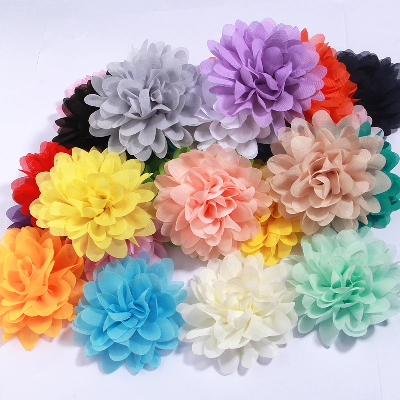 5Pcs 10cm Chiffon Fabric Artificial for Wedding Dress Clothing Hats Headdress Headband Necklace Decoration Bouquet Craft Project