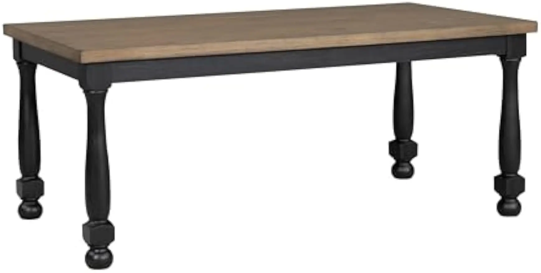 78-inch Rectangle Dining Table, Two-Tone Design, Seats up to 6, for Home Kitchen, Living Room, Dinettes, Black