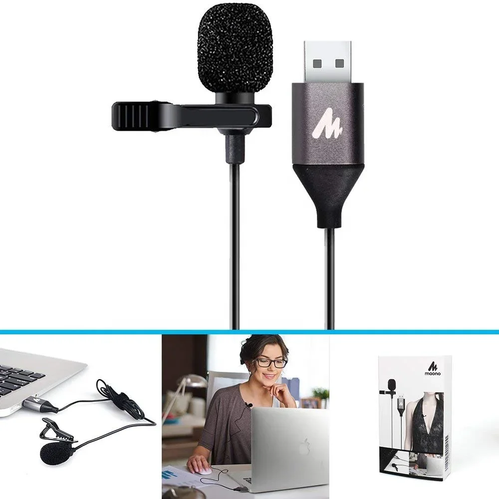 

-Portable Omni-directional usb collar lavalier microphone