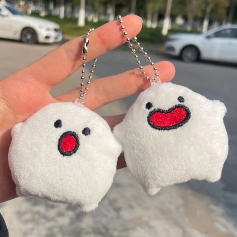 

Cute Soft Walla Walla Plush Keychain New Kawaii Ghost Doll Charm Creative White Round Accessory Pendant Bag Pendant Gifts
