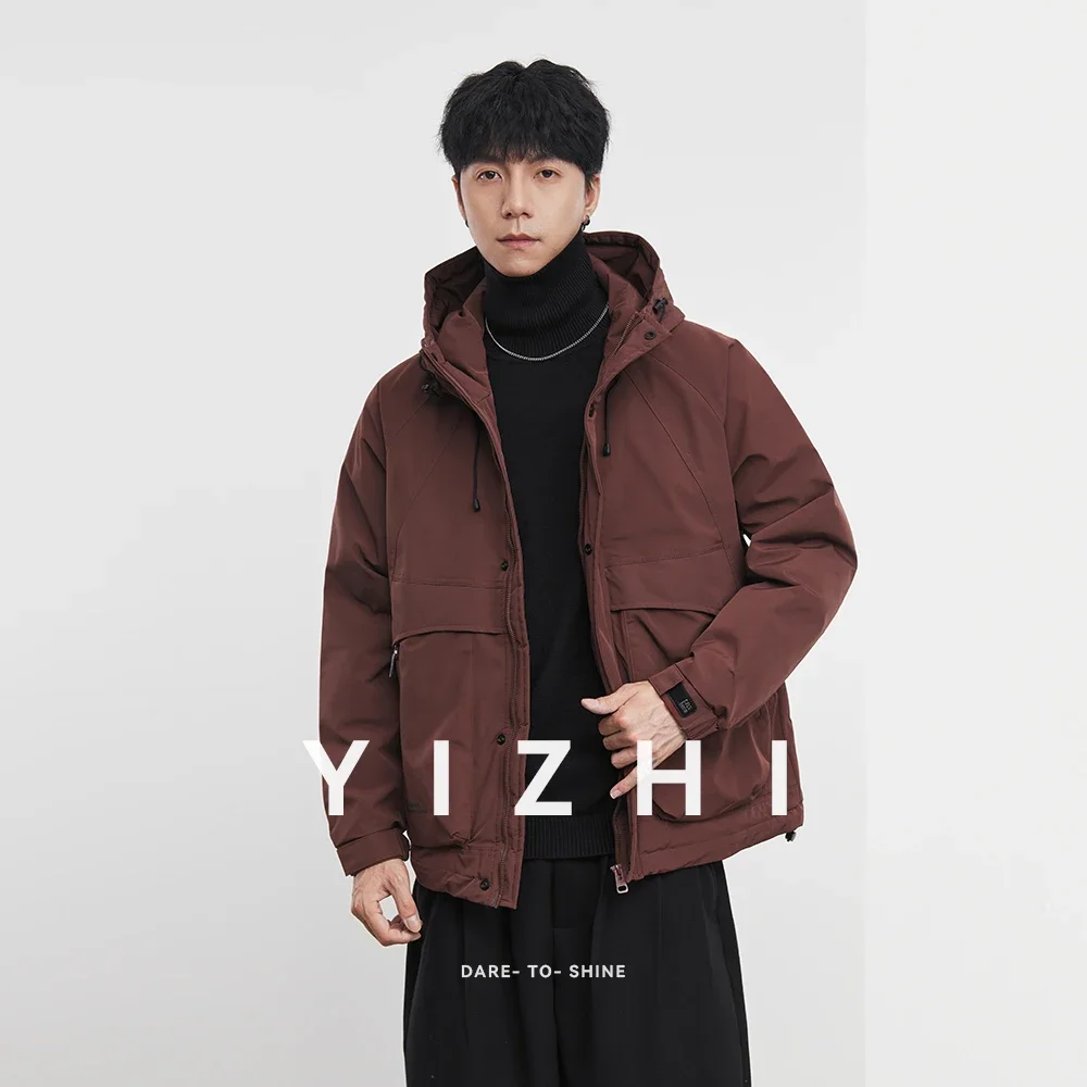 

Fashion Men's Workwear Jacket Cotton Jacket 2025 Autumn and Winter New Style Solid Color Hooded Cotton Jacket Men's Coat