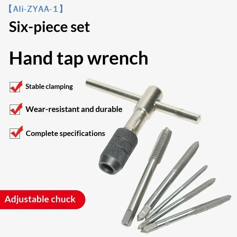 【ZYAA-1】3-6mm T-förmiger Gewindeschneidstift-Schlüssel 5-teiliges Handgewindeschneidwerkzeug-Set M3-M8 Gewindeschneid-Schraubendreher-Set